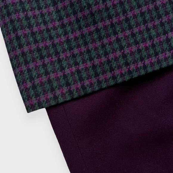 Vintage 80s Pendleton Skirt Suit 12 Houndstooth Blazer 2 Piece Set Purple Green - Picture 4 of 14